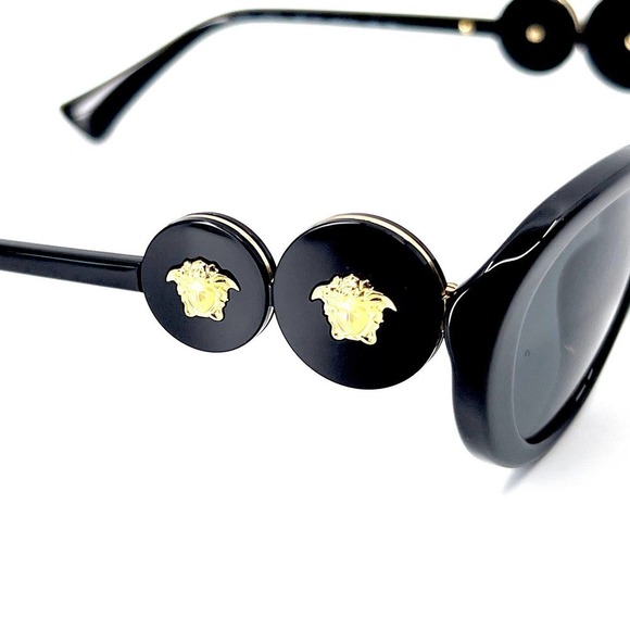 New! Versace Black Sunglasses with Gold Medusa Detail (box and dust cloth). main image 12